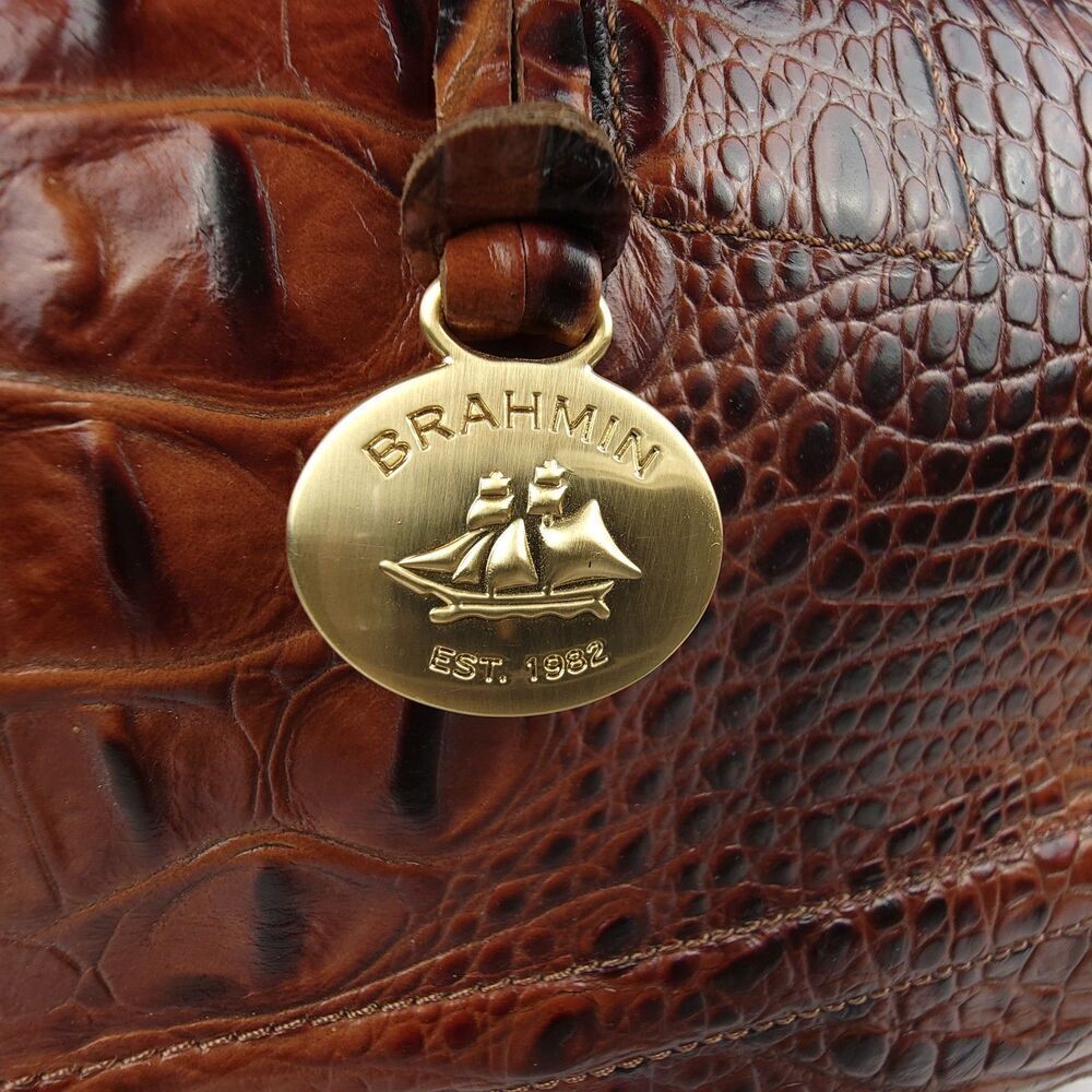 RARE Brahmin Stacy Bonnie Melbourne Collection Pecan Croc Leather Dr. Bag Set - Picture 12 of 16